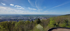 View from Wachenburg towards Weinheim, Mannheim at the horizon, far left