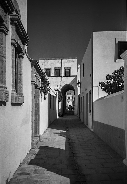 Quiet part of Lindos in monochrome for B&W Friday