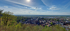 View from Windeck, Weinheim in front, Mannheim to the far left