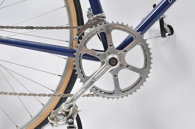 Stronglight 49d crankset with closely spaced TA chainrings and Campagnolo Gran Sport front derailleur