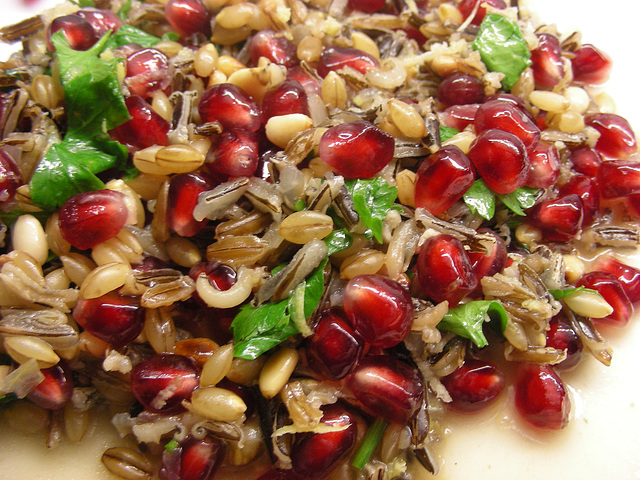 Barley & Wild Rice Pilaf with Pomegranate Seeds