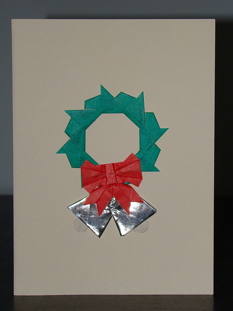 Christmas card - Wreath with silver bells