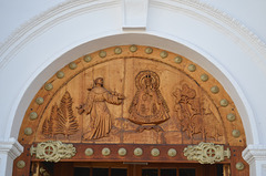 Bolivia, Carving above the Entrance to the Cathedral of Our Lady of Copacabana