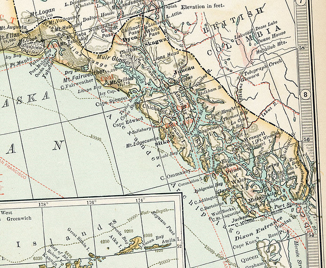 1898 Map of Alaska Showing Panhandle Area