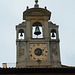 Italy, Arezzo, Bell Tower with Clocks at the Top of Museo Palazzo di Fraternita dei Laici on Piazza Grande