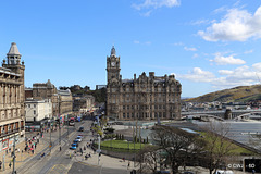 Views from the St Giles Monument in Princes Street - looking east along Princes Street towards hte Balmoral Hotel