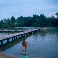 Long pier, small lake, near St. Louis, Missouri, USA