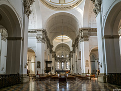 Duomo di Padova. Cattedrale di Santa Maria Assunta. Il sobrio è luminoso interno.