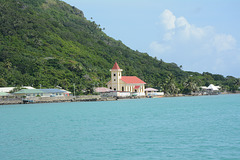 Polynésie Française, Small Church on the Shores of the Maupiti Atoll Lagoon