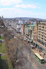Views from the St Giles Monument in Princes Street - looking west along Princes Street towards the West End
