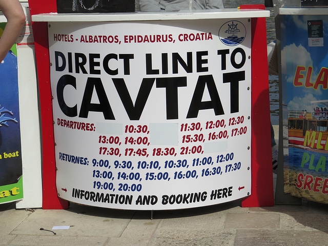 Dubrovnik : ligne en bateau vers Cavtat.
