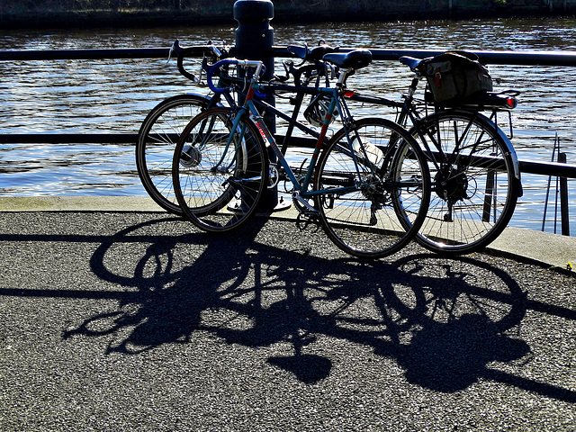 Two Bikes and Shadows