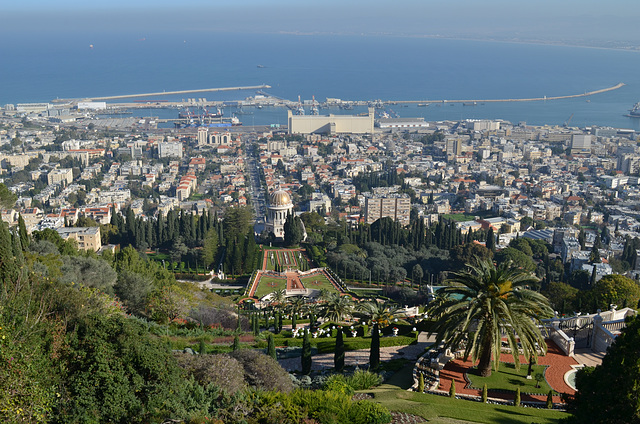 Baha'i Shrine, Baha'i Gardens and Port of Haifa