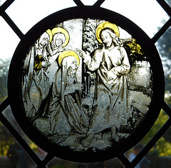 Christ Taking Leave of his Mother- Stained Glass Roundel in the Cloisters, October 2017