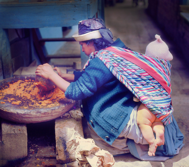 Grinding ají ( hot pepper) - Huancayo.