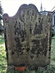 wollaton church, notts; slate c18 tombstone of  frances chadburne + 1783