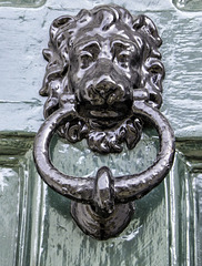 Painted iron Lion Head door knocker