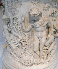 Detail of a Puteal (wellhead) with Narcissus and Echo, and Hylas and the Nymphs in the Metropolitan Museum of Art, August 2019