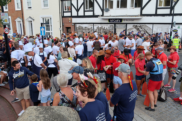 Dragon Boat rowing teams getting ready