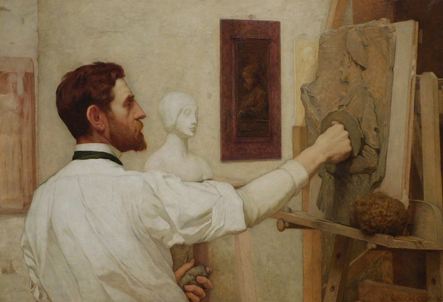 Detail of Augustus Saint-Gaudens by Kenyon Cox in the Metropolitan Museum of Art, February 2020