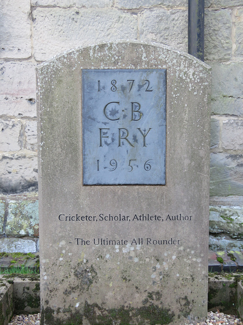 repton church, derbs. gravestone of author c.b. fry +1956