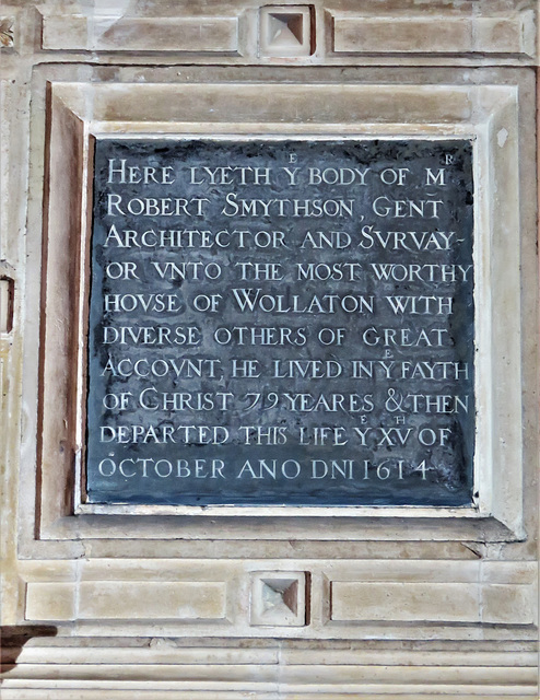 wollaton church, notts; c17 tomb of architect robert smythson +1614