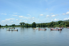 Mexico, Boats on the Grijalva River near the City of Chiapa de Corzo