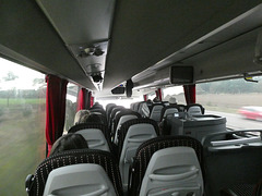 On board Prospect Coaches (Megabus contractor) 151 (PR19 STU) on the A11 - 9 Feb 2024 (P1170485)