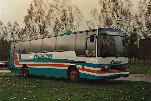 Spencer Coaches F25 TMP at the Smoke House Inn, Beck Row – 21 Oct 1993 (207-15A)