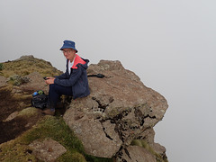 Belinda on the escarpment edge in the Simien Mountains