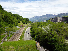 Die Talenge bei Saint Maurice VS, Blick in westlicher Richtung