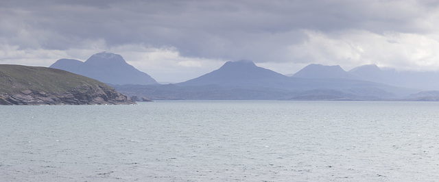 Torridonian mountains from Raffin shore