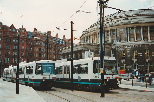 Manchester Metrolink 1020 and 1005 - 14 Jul 1992