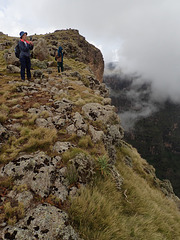 Belinda on the escarpment edge in the Simien Mountains