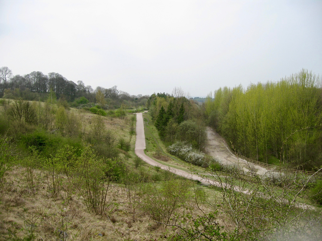 Looking West along the Footpath and the old dismantled rail track towards Himley Estate