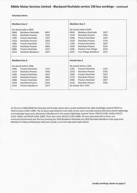 Ribble Motor Services service 158 - Pattern of bus workings into Rochdale 1963 - Page 2 of 3