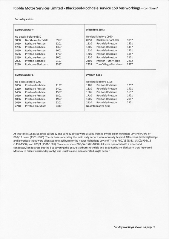 Ribble Motor Services service 158 - Pattern of bus workings into Rochdale 1963 - Page 2 of 3