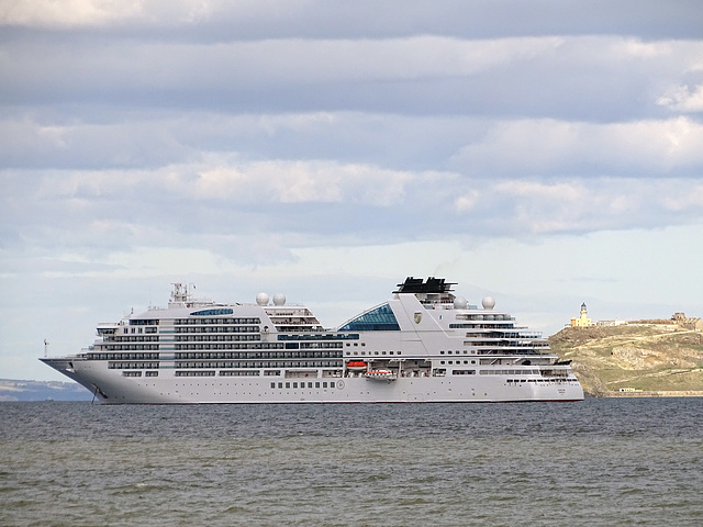 Seabourn Ovation moored in the Firth of Forth