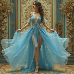 La Belle vêtue de tulle bleue***********