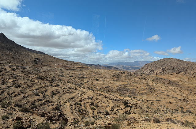 Paysage désertique sous ciel bleu / Wüstenlandschaft unter blauem Himmel