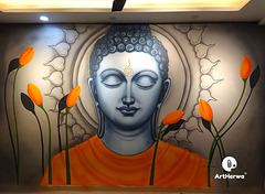 Buddha painting, Graffiti, graffiti wall, graffiti art, graffiti artist in delhi, wall painting, wall art painting, 3d wall painting, simple wall painting, artherwa