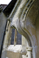 little canfield church, essex, c19 priest's doorway in the south chancel wall, c.1856-8 by c.h.cooke , carved by jacquet of vauxhall bridge road