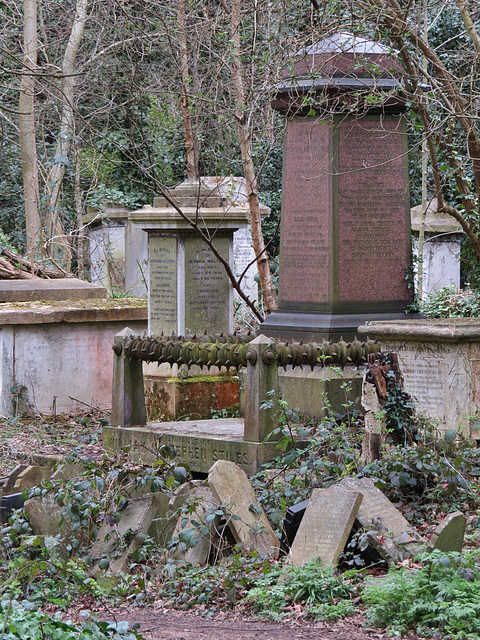 abney park cemetery, london,1868 stiles memorial with vault below