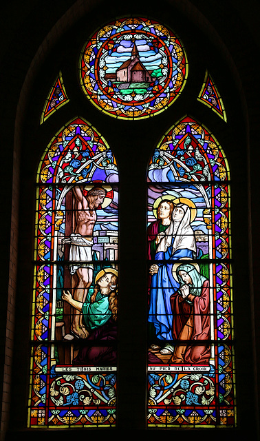 Un très beau vitrail dans la petite église de Mignières ( 28 )