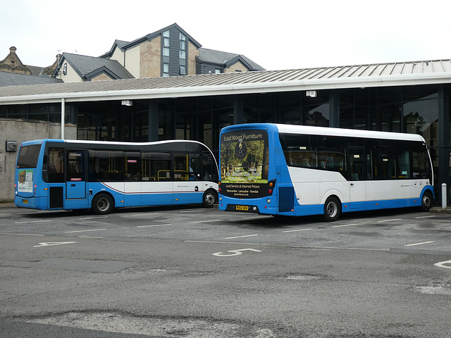 Kirkby Lonsdale Coach Hire YD63 VKL and MX62 AKU in Lancaster bus station - 25 May 2019 (P1020372)