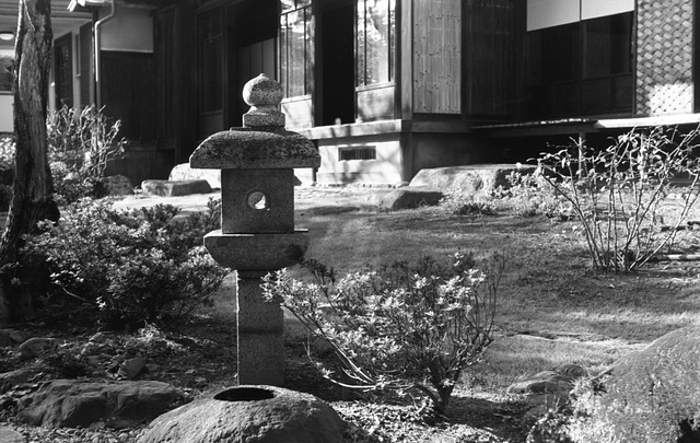 Stone lantern in a private garden