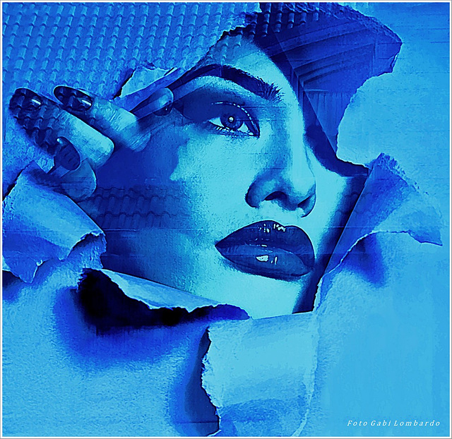 blue paper lady