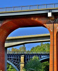 Byker Road Bridge, Metro Bridge and Railway Bridge Spanning The Ouseburn