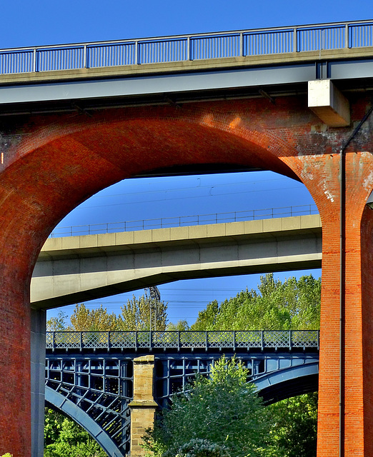 Byker Road Bridge, Metro Bridge and Railway Bridge Spanning The Ouseburn