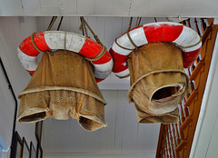 Breeches Buoys. Used to rescue people from ships with pully ropes.